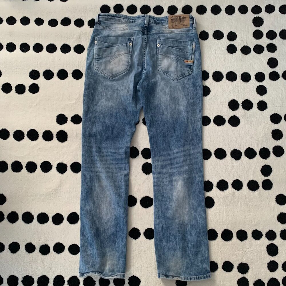 Parasuco Y2K Acid Wash Distressed Denim Slim Straight Leg Retro Jeans